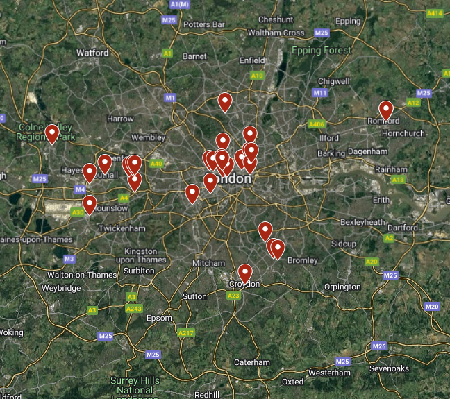 Map of our clients in London